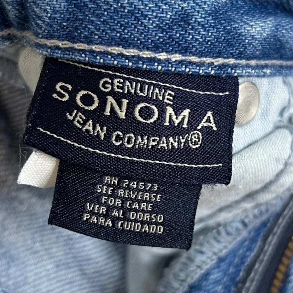 Vtg Y2K Sonoma Jean Co‎ Girls Flare Jeans Denim Embroidered Flower Pink Trim 6X
